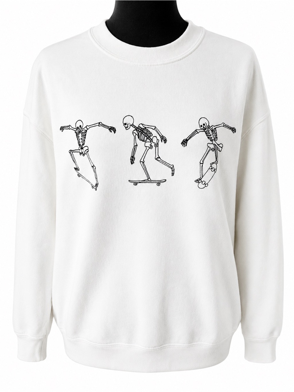 Full Tilt Skeleton Skateboard Graphic Sweatshirt White Crewneck Pullover Size M